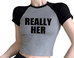 Women’s Fashion Letter Print Crop Top – Short Sleeve Navel T-Shirt