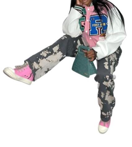 Women's Autumn Casual Color Blocked Baseball  Coat - Fashion Print Jacket