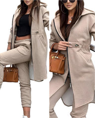 Khaki Women's Casual Cozy 2-Piece Loungewear Outfit for Comfort and Style