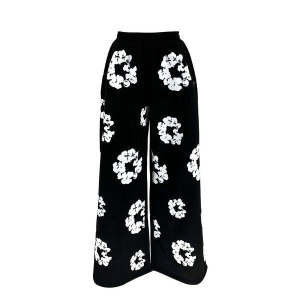 Women's Offset Print Loose Casual Sweatpants – Trendy Relaxed Fit