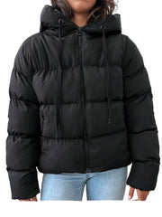 Beat the cold with our women’s thick cotton-filled hooded puffer jacket. Features a clean, durable zipper front, and a classic regular fit (S–XXL). Perfect everyday winter protection