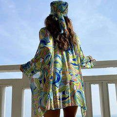 Stylish Bikini Cover Up Set, Four-Piece Suit for Beach Glam