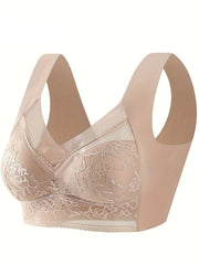 Khaki Plus Size Women's Wireless Compression Mastectomy Bra Post Surgery Sports Bra 3 Pcs Set