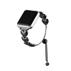 Black Women's Heart Chain Smart Watch Strap Stylish, Durable, and Compatible with All Smart Watches