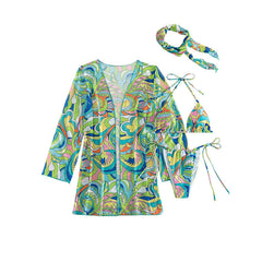 Stylish Bikini Cover Up Set, Four-Piece Suit for Beach Glam