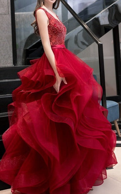 Women's Red Sweet 16 /Prom Dress/Women's Fashion Elegant Wedding Party Dress