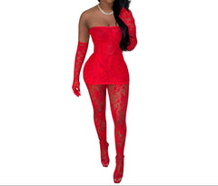 Chic Women's Sleeveless Lace Tank Top Dress & Leggings Set