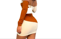Women's Crop Top & Mini Skirt Set  Long Sleeve 2-Piece Outfit