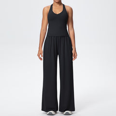Black Women's Lightweight Breathable Yoga Pant Lounge Set