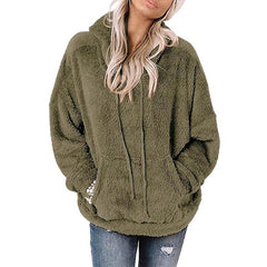 Olive Green Plus Size Women’s Boxy Oversized  Hooded Cardigan  Cropped Button Front Jacket with Pockets