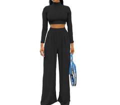Wome's Black Elegance Elevated Two Piece Pant Set