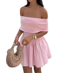 Women's Sexy Off-the-Shoulder Knitted Mini Bodycon Dress