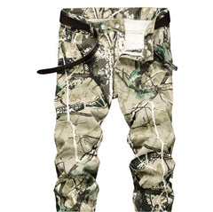 Forest Hunter Camo Flare Jeans Men's Stacked Camouflage Denim