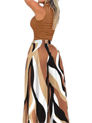 Sunset Curve 2-Piece Plus Size Set Sleeveless Top & Wide Leg Pants