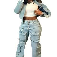 Women's Fashion Denim Multi-Pocket Cargo Jeans Trendy, Comfortable & Stylish