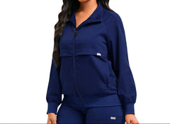 Navy Blue Women's Professional Long Sleeve Dentist Jacket  Medical Uniform Coat