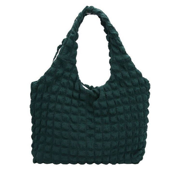 Green Women's  Large Diamond Stitch Elegance Tote Handbag