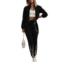 Black Women's Fit Flex Long Sleeve Workout Tracksuit & Pants Set  Casual Activewear for All-Day Comfort