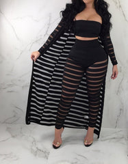 Women's Summer Curve Enchantment  Lace Hollow Cloak Pants Set