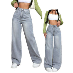 Ladies’ Wide High Jeans Relaxed Fit, Stretchy & Draped Style