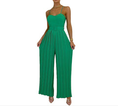 Green Flow For Jumpsuit Women's Solid Color Wide Leg One Piece