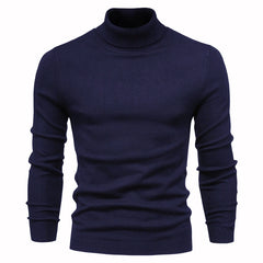 Slim Fit Men's Winter Turtleneck Sweater - Solid Colors