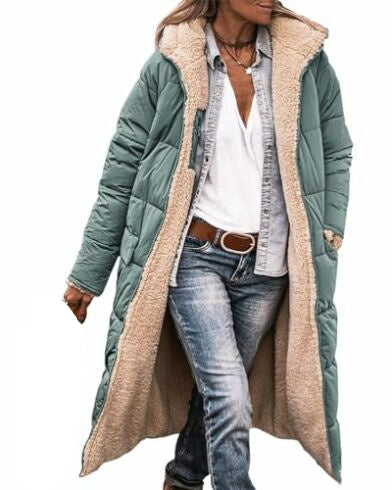 Women's Oversized Hooded Statement Coat with Long Sleeves