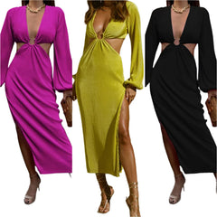 Plus Size Wrinkle-Free Pleated Dress for Women Elegant Vacation & Cruise Wear