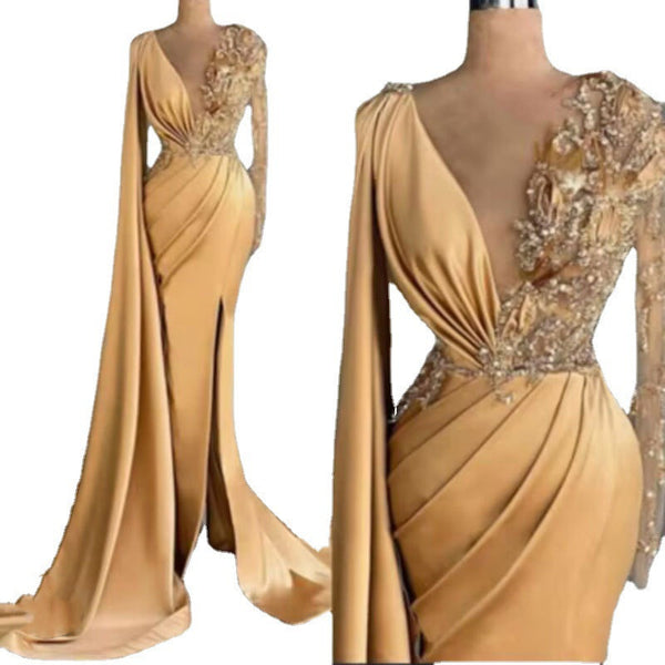 Chic Women's Long Sleeve Lace Prom Dress Elegant and Sophisticated Evening Wear