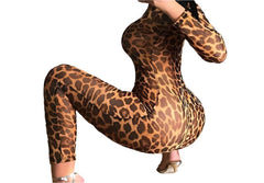 Leopard Print Slim Fit Jumpsuit for Women - Sexy & Stylish Leggings Bodysuit