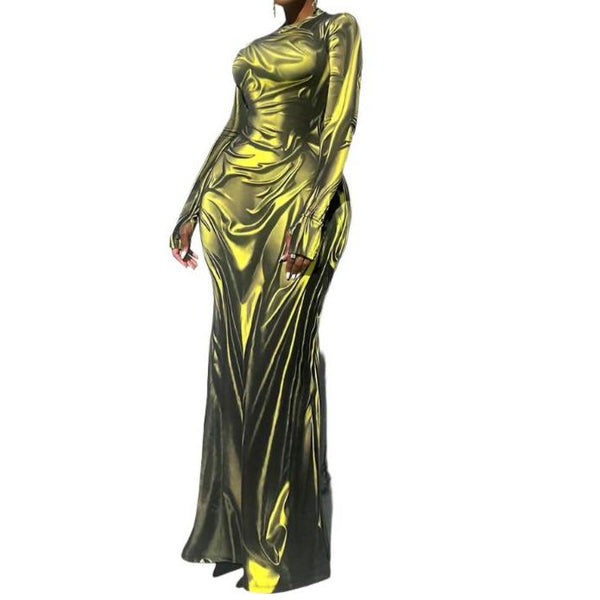 Elegant Slim Fit Maxi Dress: Perfect Wet Illusion Style for Any Occasion