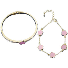 Lucky Blossom Duo: Women's Five-Petal Bracelet Set