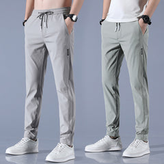 Activewear Silk Men's Stretch Sports Trousers  Breathable, Straight-Leg Comfort Pants