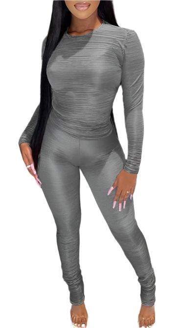 Sophistique Style: Round Neck Two Piece Pant Set - Elevate Your Look!