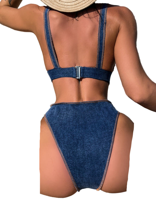 Stylish Denim Blue Bikini Set - Perfect for Summer