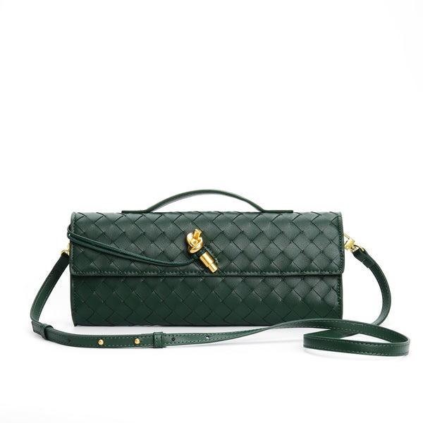 Dark Green Woven Shoulder Bag Fashion Clutch & Crossbody Bag for Women