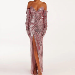 Glittering Gala Sequin Backless Dress