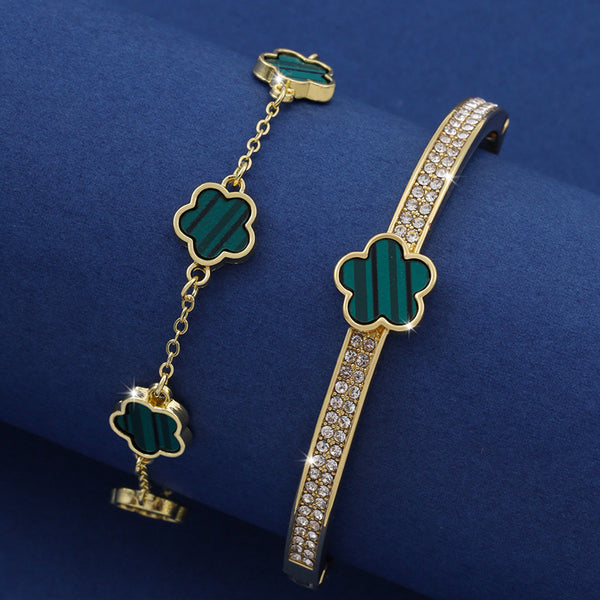 Lucky Blossom Duo: Women's Five-Petal Bracelet Set