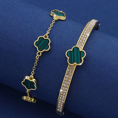 Lucky Blossom Duo: Women's Five-Petal Bracelet Set