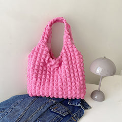 Pink Women's Large Diamond Stitch Elegance Tote Handbag