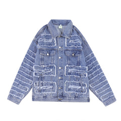 Men's Irregular Big Destressed Patch Denim
