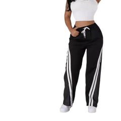Stylish Diagonal Striped Waist-tight Sweatpants with Contrast Colors