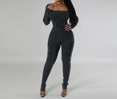 Effortless Elegance: Shop Our Women's Fashion Casual Solid Color Jumpsuit with Pockets!