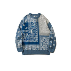 Men's Blue Knit Signature Pullover Sweater