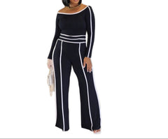 Chic 2-Piece Set for Women – Long Sleeve Blouse & Wide-Leg High-Waist Pants