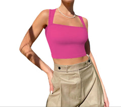 4-Pack Women’s Square Neck Sports Bra Longline Tank Tops with Built-In Bra for Yoga, Workout & Everyday Wear