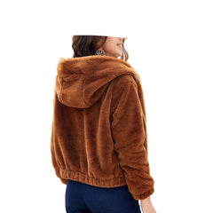 Cozy Berber Fleece Hooded Borg Coat for Women - Plus Size & Petite Shortline