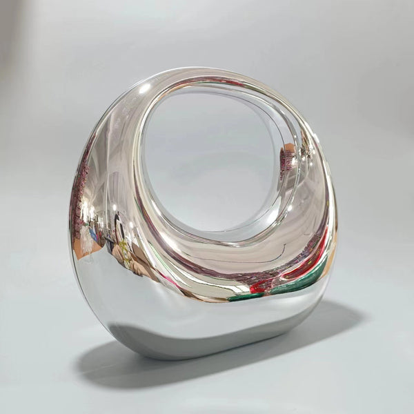 Women's Silver Round Euro Glamour Transparent Tote Handbag 