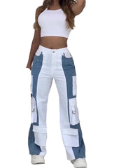 Women's High-Rise Cargo Wide-Leg Jeans
