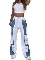 Women's High-Rise Cargo Wide-Leg Jeans